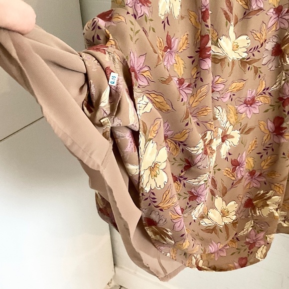 Vintage L.L. Bean Maxi Skirt Floral Print Tan Beige Ocre Lavender Cream Brown M - Picture 7 of 11